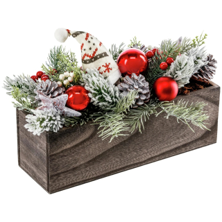 Dekorativní vánoční květináč, 30x10x20 cm - bílá/zelená/červená