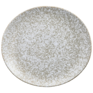 Talíř plochý (organický tvar) Mamoro, 25,5x23 cm - béžová/bílá