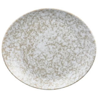 Talíř plochý (organický tvar) Mamoro, 20x17,5 cm - béžová/bílá