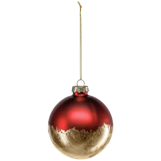 Skleněné vánoční koule Nieva, 8 cm - červená/zlatá
