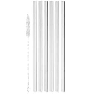Skleněné slámky Lyia, 23 cm (7dílná sada) - průhledná